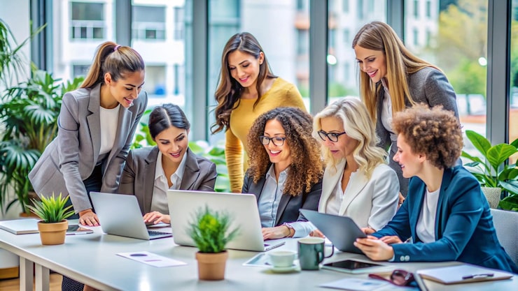 diverse businesswomen collaborating project 9975 22872